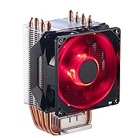 Amazon Basics Computer Cooling Fan with Cooler Master Technology, CPU Air Cooler, 4 Heat Pipes, RGB LED PWM, Aluminum Fins