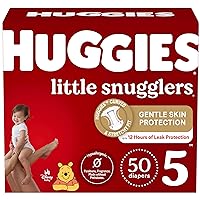 Huggies Size 5 Diapers, Little Snugglers Baby Diapers, Size 5 (27+ lbs), 50 Count