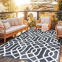 wikiwiki Outdoor Rug, 5x8ft Waterproof Reversible Mat Indoor Outdoor Rugs Carpet, Small Area Rug Plastic Straw Rug for Patio Deck Balcony Pool RV Camping Beach Picnic, Grey