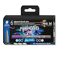 STAEDTLER Pigment Arts Brush Pen, Brush Blues & Violets, Pack of 6 Pens, 371 C6-2, Grey