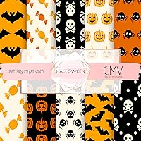 6 Pack Halloween Permanent Adhesive Vinyl Outdoor Indoor Works w All Craft Cutters 12in x 12in Sheet Bundle
