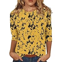 Cute Tops for Women, 3/4 Sleeve Shirts for Women Print Graphic Tees Blouses Casual Plus Size Basic Tops Pullover