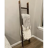 BarnwoodUSA Blanket Ladder 5 Foot Fully Assembled | 60 Inch Rustic Reclaimed Wood for Blankets, Quilts, Towels, Throws, Decorative Items Farmhouse Wall Leaning Weathered Gray