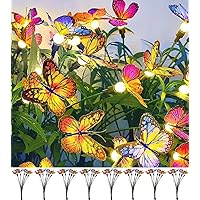 SIOTMERA Swaying Realistic Butterfly Green Leaves Lights, Wind Swaying Firefly Lights, Solar Garden Lights, IPX5,Solar Powered Outdoor Lights for Paths, Sidewalks, Decks,Lawns,Yards, Pools,8Count