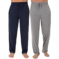 Fruit of the Loom Men's Extended Sizes Jersey Knit Sleep Pant (2-Pack), Navy/Grey 4XL