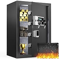 Fireproof Safe for Home, 4 CuBic Feet Safe Box, Anti-Theft Fire Safe with Removable Shelf, Digital Keypad Key, LED Light for Home Office Hotel Use