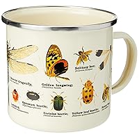 Gift Republic Insect Enamel Outdoor Camping Mug Large Metal Coffee Cup Garden Bugs Nature Foraging Hiking Gardening Gift Durable Drinking Cup 500ml