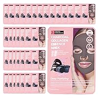 Original Derma Beauty Collagen Face Masks 36 PK Deep Purifying Charcoal Face Mask Skin Care Sheet Masks Set for Beauty & Personal Care Korean Face Mask