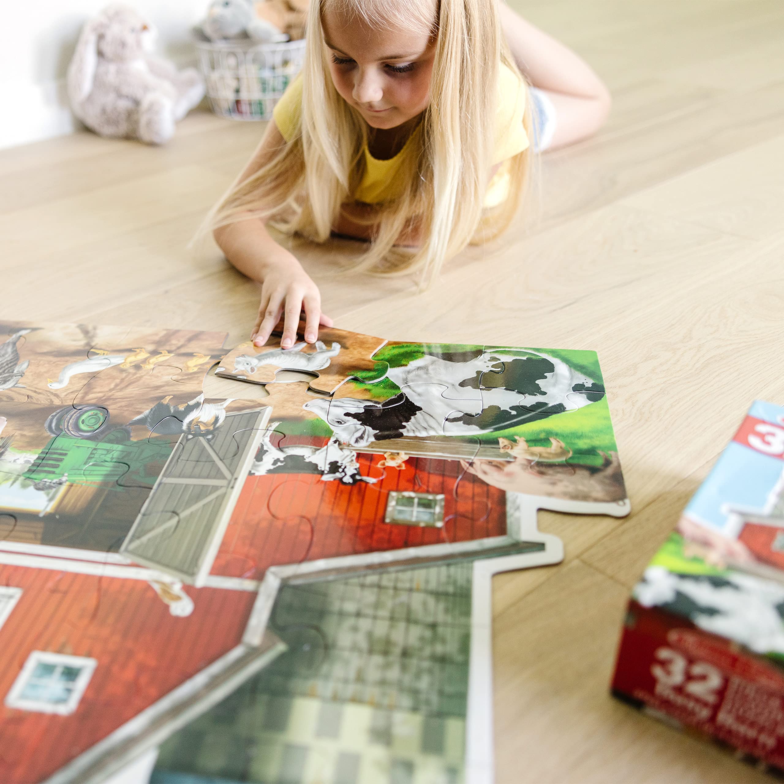 Melissa & Doug Busy Barn Shaped Jumbo Jigsaw Floor Puzzle (32 pcs, 2 x 3 feet)