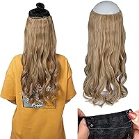 Invisible Wire Hair Extensions,Curly Clip in Hair Extensions with Transparent Wire Adjustable Size Removable Secure Clips,Hair Extensions Clip Ins for Women Curly-27-613#