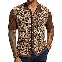 PJ PAUL JONES Mens Paisley Retro Shirts Short Sleeve Polo Shirts