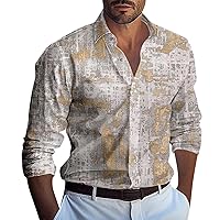 Mens Shirts Long Sleeve Button Down Casual Shirts Lightweight Summer Beach Blouse Fashion Regular Fit Tee Tops