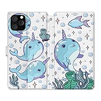 Wallet Case Replacement for iPhone 15 14 13 Pro Max 12 Mini 11 Xr Xs 10 X 8 7+ SE Cute Clouds Purple Snap Cover Rainbow Pattern Flip Narwhal Unicorns Card Holder Magnetic PU Leather Folio