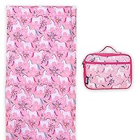 Wildkin Kids Lunch Box Bag with Cotton Nap Mat Cover (Magical Unicorns)