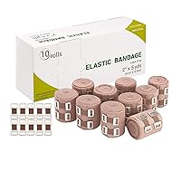 ASA TECHMED - 10-Pack Latex-Free Elastic Bandage with Clips + 10 Extra Clips - 5 Yards / 15 Feet When Stretched - Breathable Athletic Cohesive Bandage for Sports Injury, Ankle, Knee & Wrist Sprains