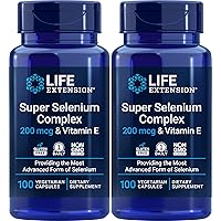 Life Extension Super Selenium Complex 200 mcg & Vitamin E, 100 Veg Caps (Pack of 2)