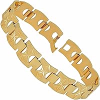 LIFETIME JEWELRY 15mm Diamond Cut Star and Arrows Link Bracelet for Men and Women 24k Gold Plated