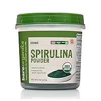 BareOrganics 13132 USDA Organic Raw Spirulina Powder, Whole Food Supplement, Gluten-Free & Non-GMO, 8 Ounce