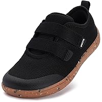 WHITIN Kids Wide Barefoot Sneakers Minimalist Zero Drop Shoes for Boys Girls Size 2 Fashion Tennis Walking Running Hiking Slip-Resistant Black Gum 33