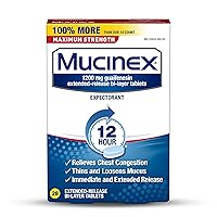 Mucinex Maximum Strength 12 Hour Chest Congestion Expectorant Relief Tablets, 1200 mg, 28 Count (Pack of 2)