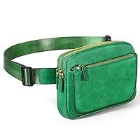 Fanny Packs for Women and Men,Leather Belt Bag Everywhere Crossbody Waist Bags with Adjustable Strap，Green