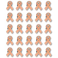 25 Pc Peach Awareness Enamel Ribbon Pins With Metal Clasps - 25 Pins - Show Your Support For Endometrial Cancer, Invisible Illness, Uterine Cancer, Vaginal Cancer