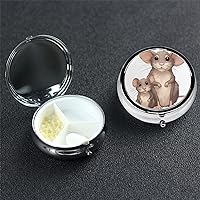 Pill Case Round Pill Box 3 Compartment Pill Organizer Mother and Child Rats Small Pill Case Waterproof Medicine Organizer Box for Travel Pill Containers Vitamin Organizer for Medication Planner