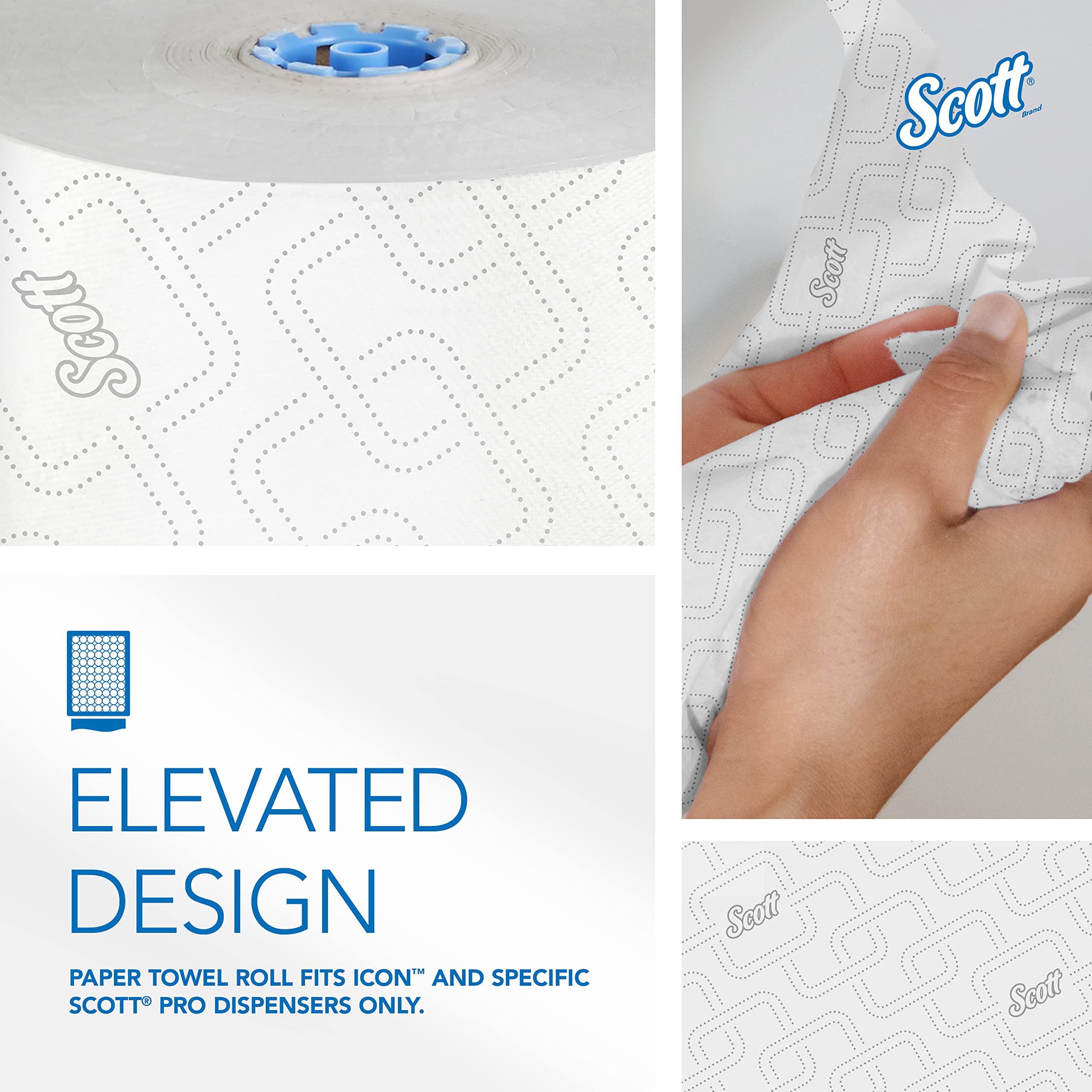 Scott Pro Hard Roll Paper Towels (25702) for Scott Pro Dispenser (Blue Core Only), Absorbency Pockets, White, 1150'/Roll, 6 Rolls/Case, 6,900'/Case