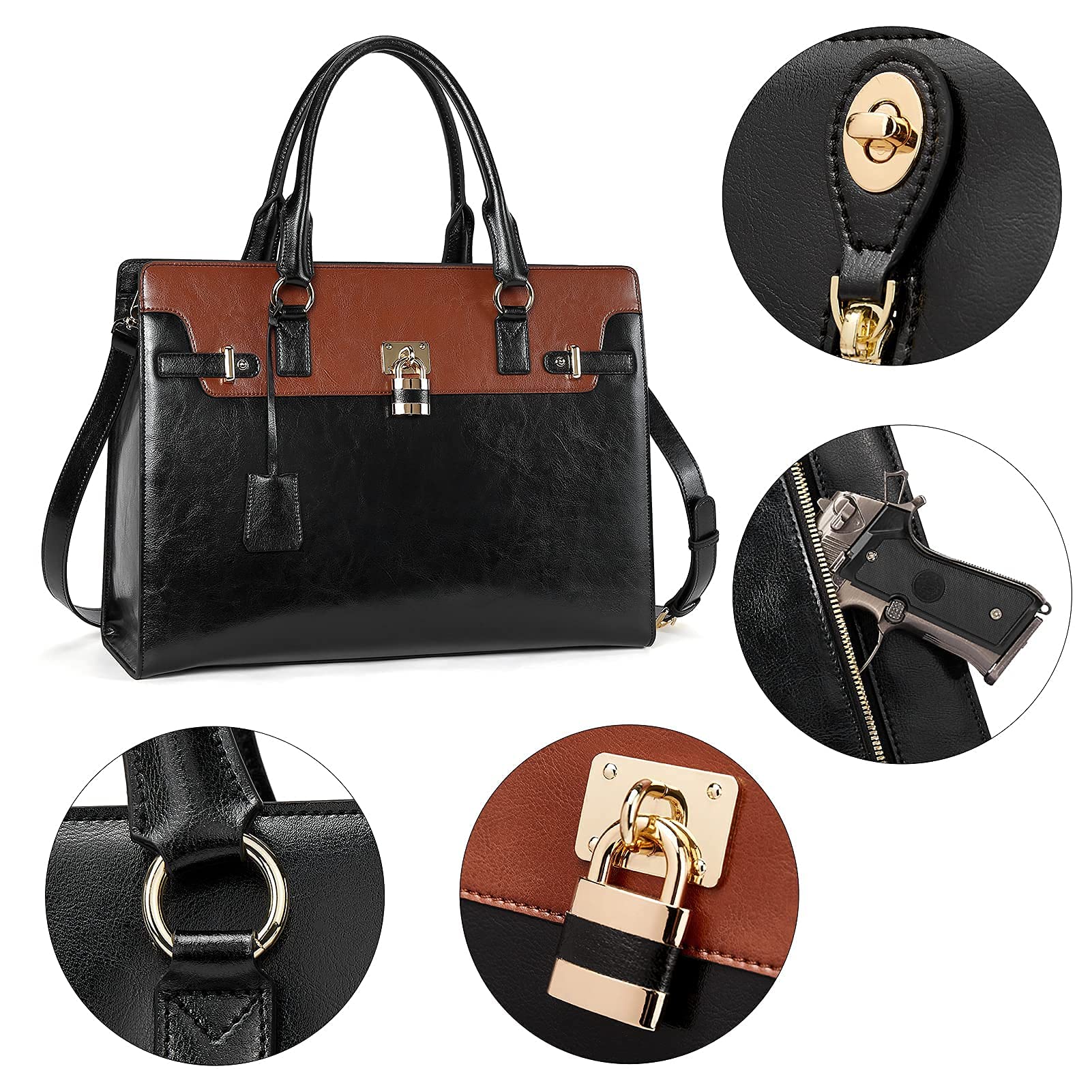 BOSTANTEN Briefcase for Women Leather Laptop Handbag bundle Women Leather Wallet