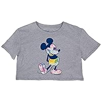 Disney Junior Multicolored Tie Dye Mickey Mouse Gray Crop Top, Shirts for Girls
