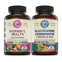 Womens Daily Multivitamins & Advanced Joint Support Bundle (One Bottle Each). Collectively Supports Holistic Wellness, Boosted Energy, and Joint Health. USA Made.