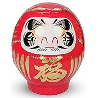 Daruma Doll 3.7inch Tall (Red), Paper-Mache, Traditional Crafts, Handcrafted in Japan