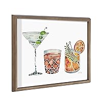 Kate and Laurel Blake Classic Cocktails Framed Printed Glass Wall Art by Cat Coquillette, 16x20 Gold, Mid-Century Modern Cocktail Art for Wal