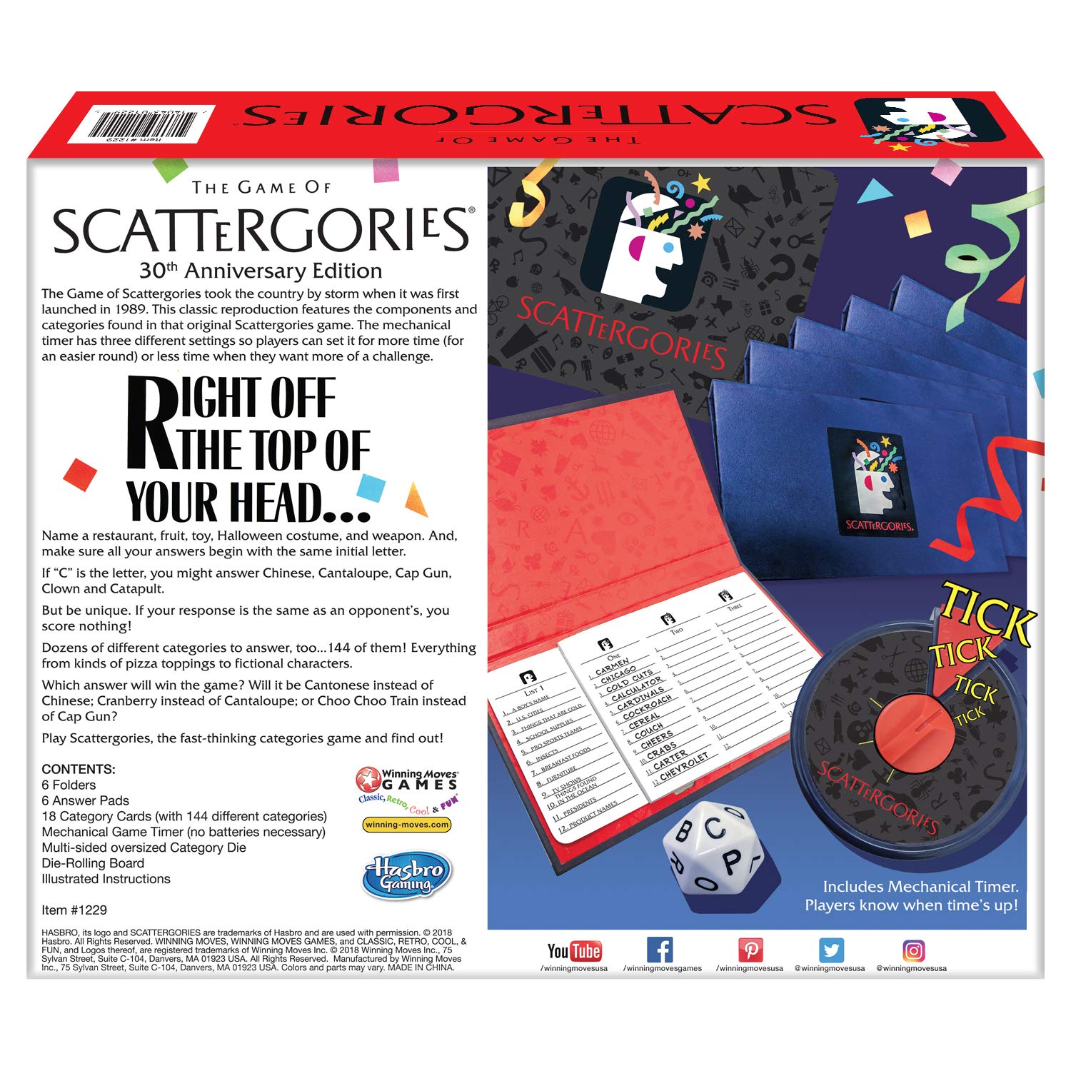 Winning Moves Scattergories 30th Anniversary Edition, Brown, for ages 12 and up