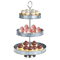 Mind Reader Cupcake Stand, Tiered, Dessert Table Display, Kitchen Tower, Galvanized Metal, 12