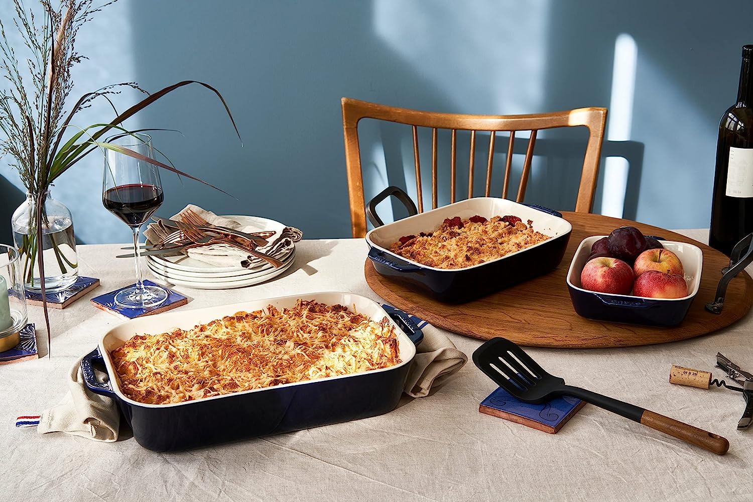 Staub Ceramic Baking Dish Set, 3pc, Dark Blue