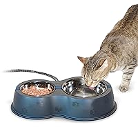 K&H Pet Products Heated Thermo-Kitty Café Outdoor Heated Cat Bowls, Feral Cat Feeding Station - No More Frozen Food or Water, 2093