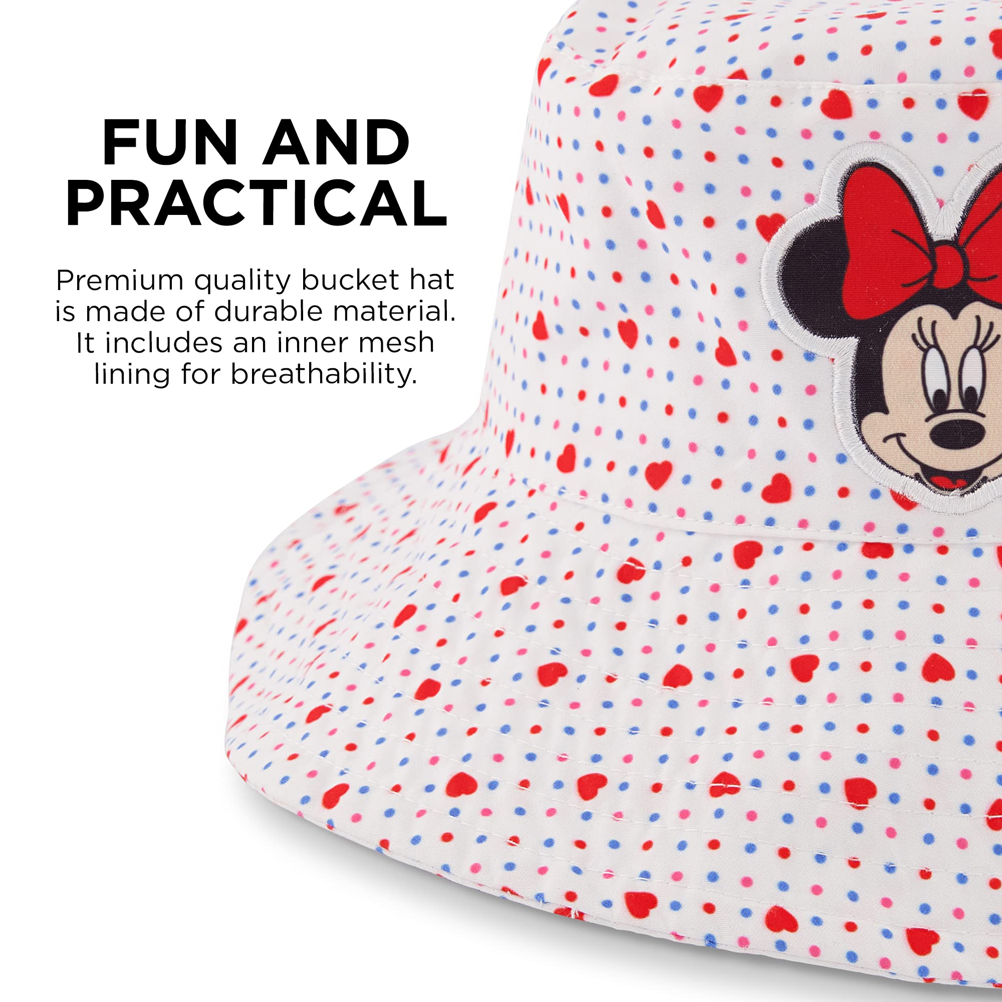 Disney Toddler Sunhat, Minnie Mouse Kids Bucket Hat and Matching Girls Baseball Cap for Beach, Size 2-4, 2-4T
