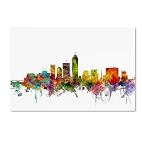 Indianapolis Indiana Skyline by Michael Tompsett, 16x24-Inch Canvas Wall Art
