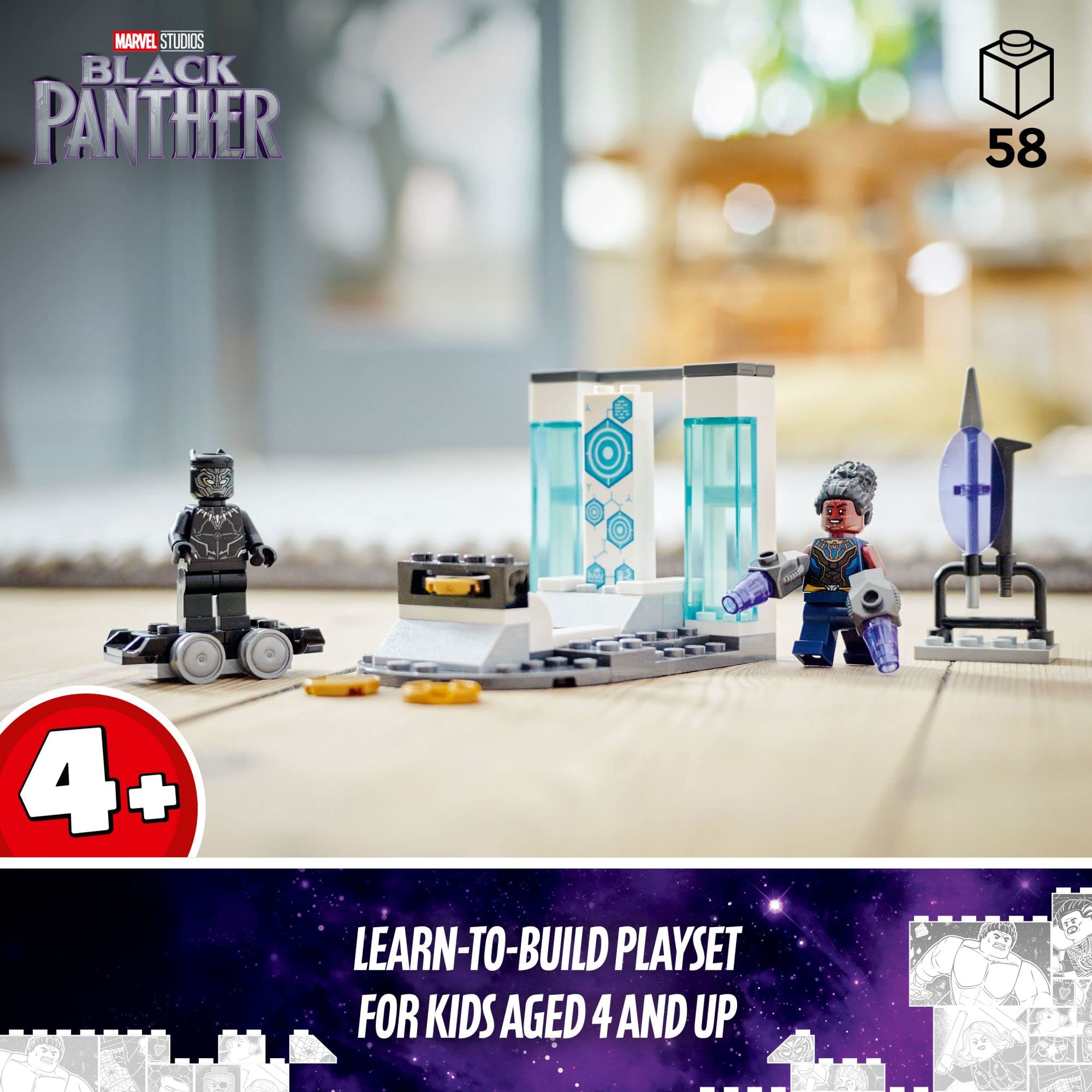 LEGO Marvel Shuri's Lab, 76212 Black Panther Construction Learning Toy with Minifigures, Toys for Kids, Girls and Boys Age 4, Avengers Super Heroes Gifts