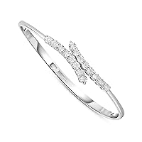 NATALIA DRAKE 1/4 Cttw Diamond Open Cuff Expandable Bracelet for Women in 925 Sterling Silver