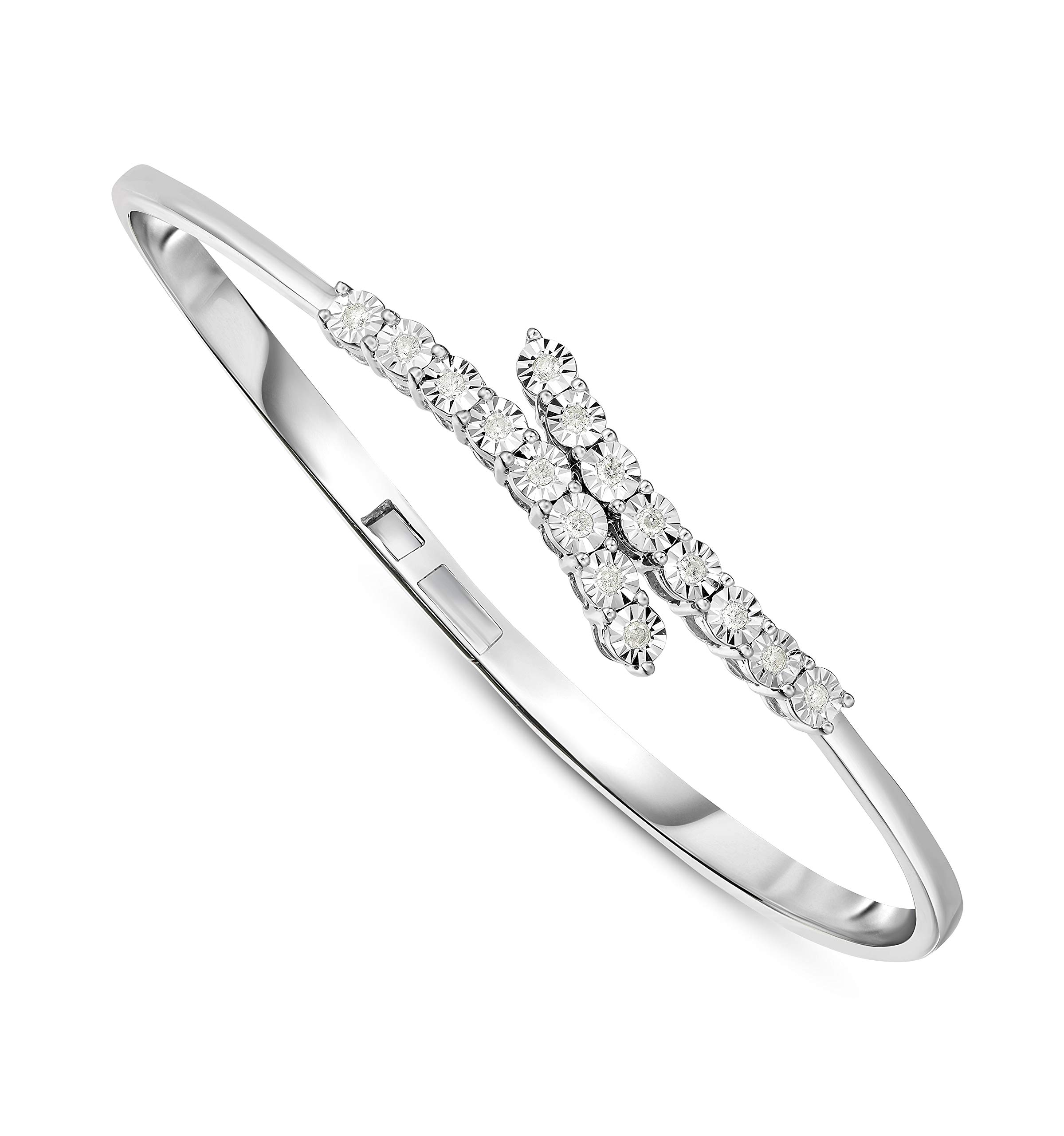 NATALIA DRAKE 1/4 Cttw Diamond Open Cuff Expandable Bracelet for Women in 925 Sterling Silver