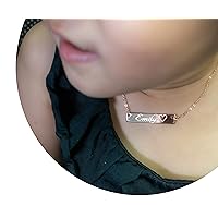 Personalized Baby Children Teen Name Bar ID Necklace - Customizable Gift, 16k Silver/Rose Gold Plated, Child Safety Birth Information - Great for Baptism, Newborns, and First Birthdays