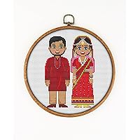 Traditional Indian Clothing CS2467 - Counted Cross Stitch KIT#2. Set of Threads, Needles, AIDA Fabric, Needle Threader, Embroidery Clippers and Printed Color Pattern Inside.