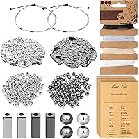 DIY Morse Code Bracelet Kit, 800 Pieces Round Spacer Beads 400 Pieces Long Tube Spacer Beads 20 Pieces Morse Code Decoding Card 20 Yards Waxed Cord for Handmade Bracelet Necklace Jewelry Crafts