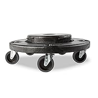 Rubbermaid Commercial Products Quiet Brute Trash Can Dolly with Wheels, Black, Transports 20, 32, 44 and 55G Brute Containers