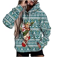 Anjikang Christmas Hoodies for Women Fashion Print Long Sleeve Oversized Sweatshirts 2023 Fall Lightweight Loose Pullover Top