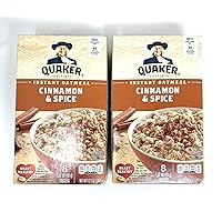 Quaker Instant Oatmeal Cinnamon & Spice (2 Pack) 8 Packets Per Box - Instant Breakfest Cereal