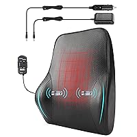 SEG Direct Lumbar Support Pillow for Car, Back Support with Vibrating Motors 12V, for Driving Fatigue Back Pain Relief, Memory Foam with Leather Cover, for Car Seat Home Office Chair