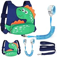 Toddler Harness Leash with Anti Lost Wrist Link, Accmor Cute Dinosaur Kids Harness Children Leash for Outdoor Travel, Adorable Baby Anti Lost Leash Walking Wristband Assistant Strap Keep Babies Close